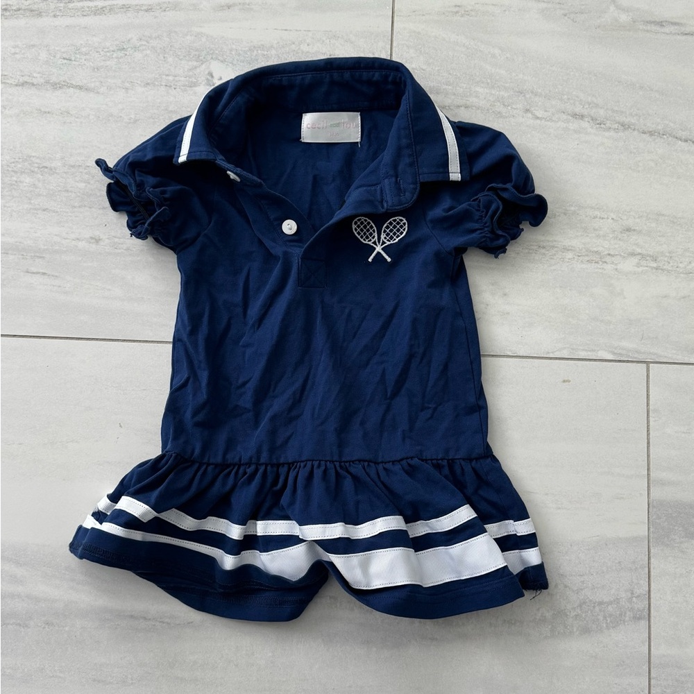 Navy Tennis Polo Dress for Kids - Navy